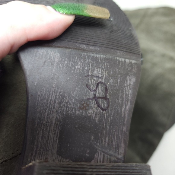 The Cool People Womens Boots Army Green Suede Leather OTK Thigh High Shoes 38 8 - Picture 13 of 15